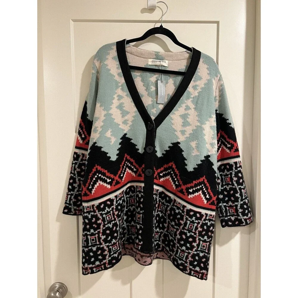 Aldomartins for Anthropologie - Patterned Women's Cardigan - Size Large - Picture 5 of 12
